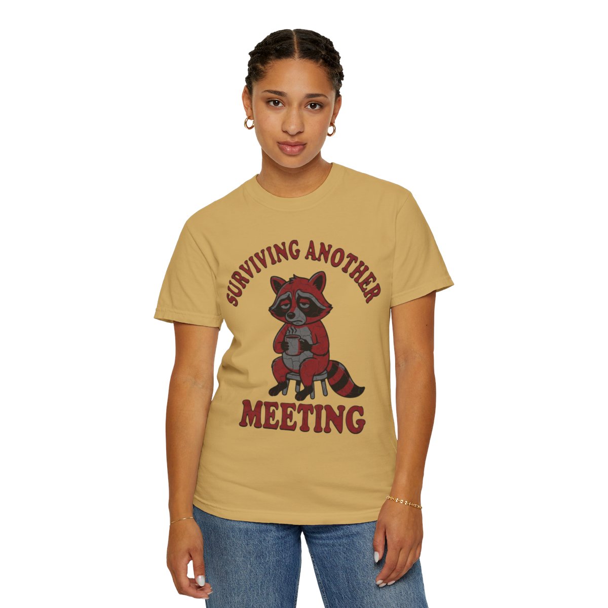 Color: Mustard | Surviving Another Meeting Unisex Garment-Dyed Tee