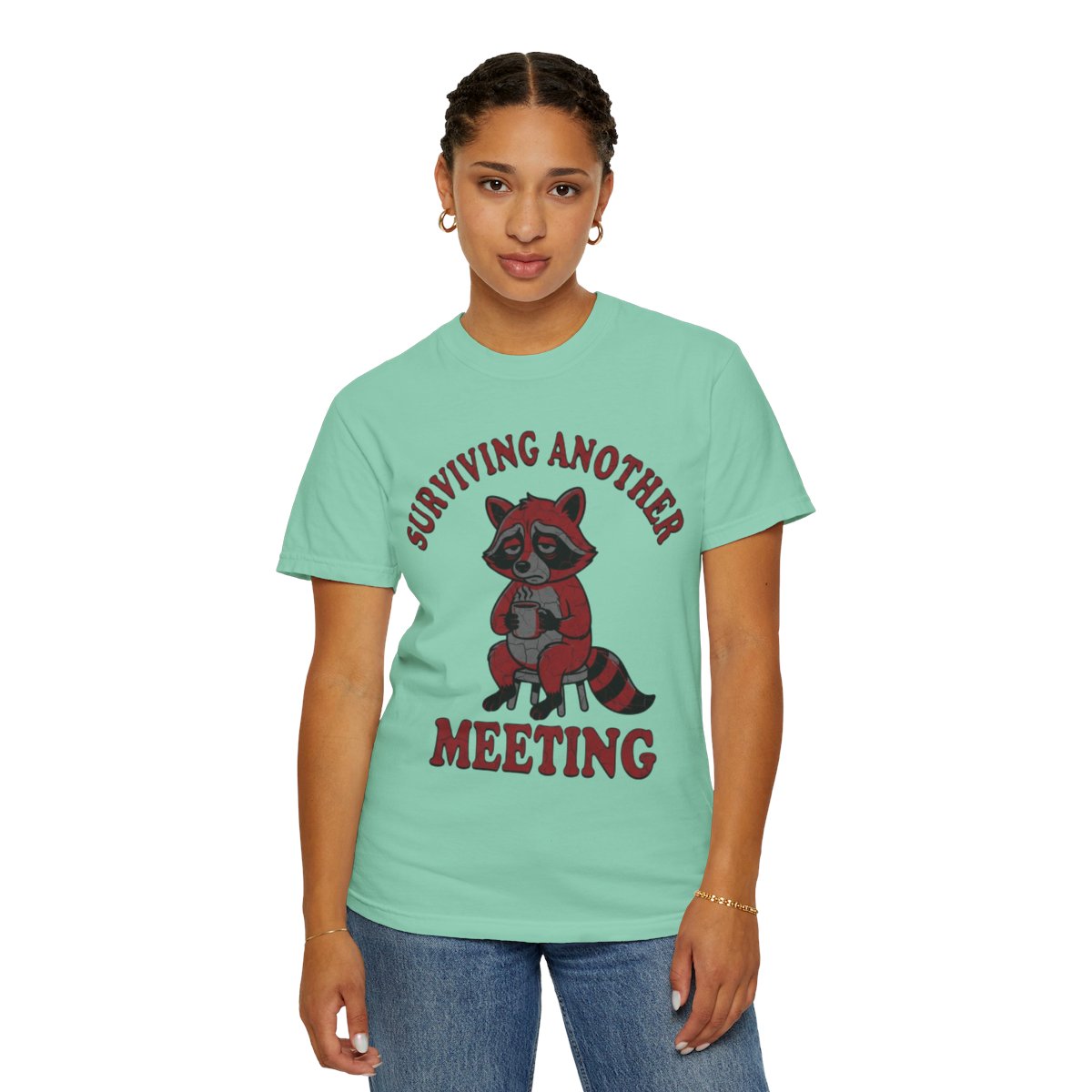Color: Island Reef | Surviving Another Meeting Unisex Garment-Dyed Tee