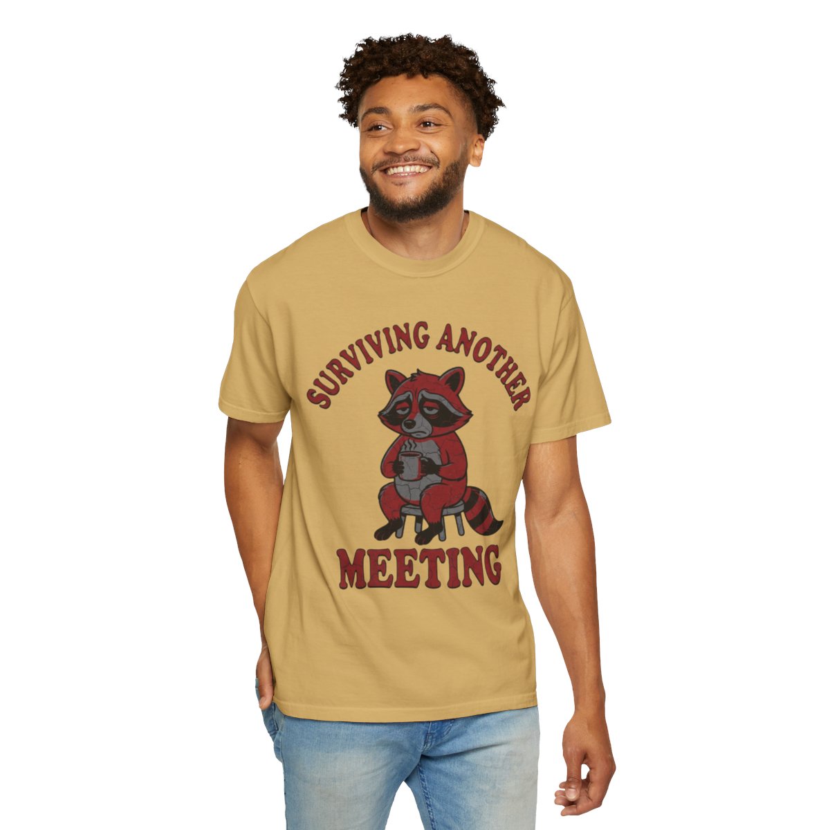 Color: Mustard | Surviving Another Meeting Unisex Garment-Dyed Tee