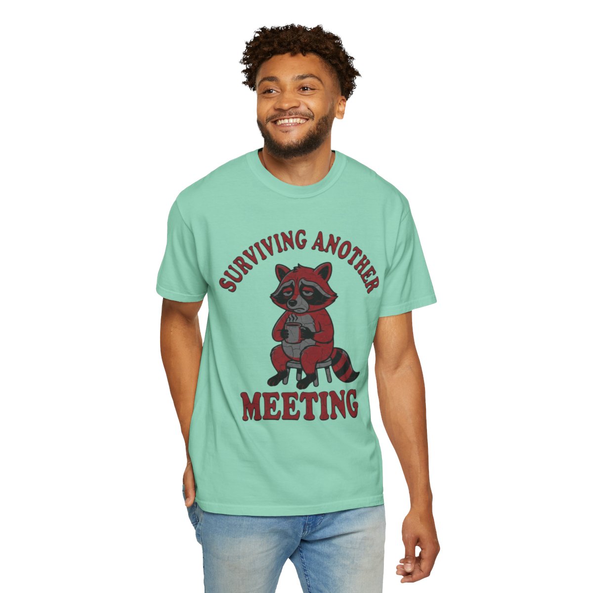 Color: Island Reef | Surviving Another Meeting Unisex Garment-Dyed Tee