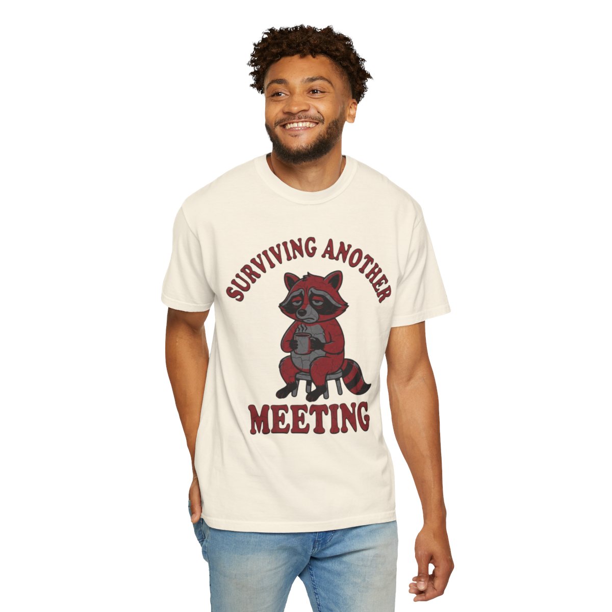 Color: Ivory | Surviving Another Meeting Unisex Garment-Dyed Tee