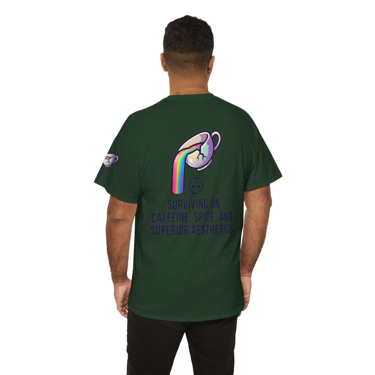 Color: Forest Green | Surviving on Caffeine Spite and Superior Aesthetics Premium Graphic Tee