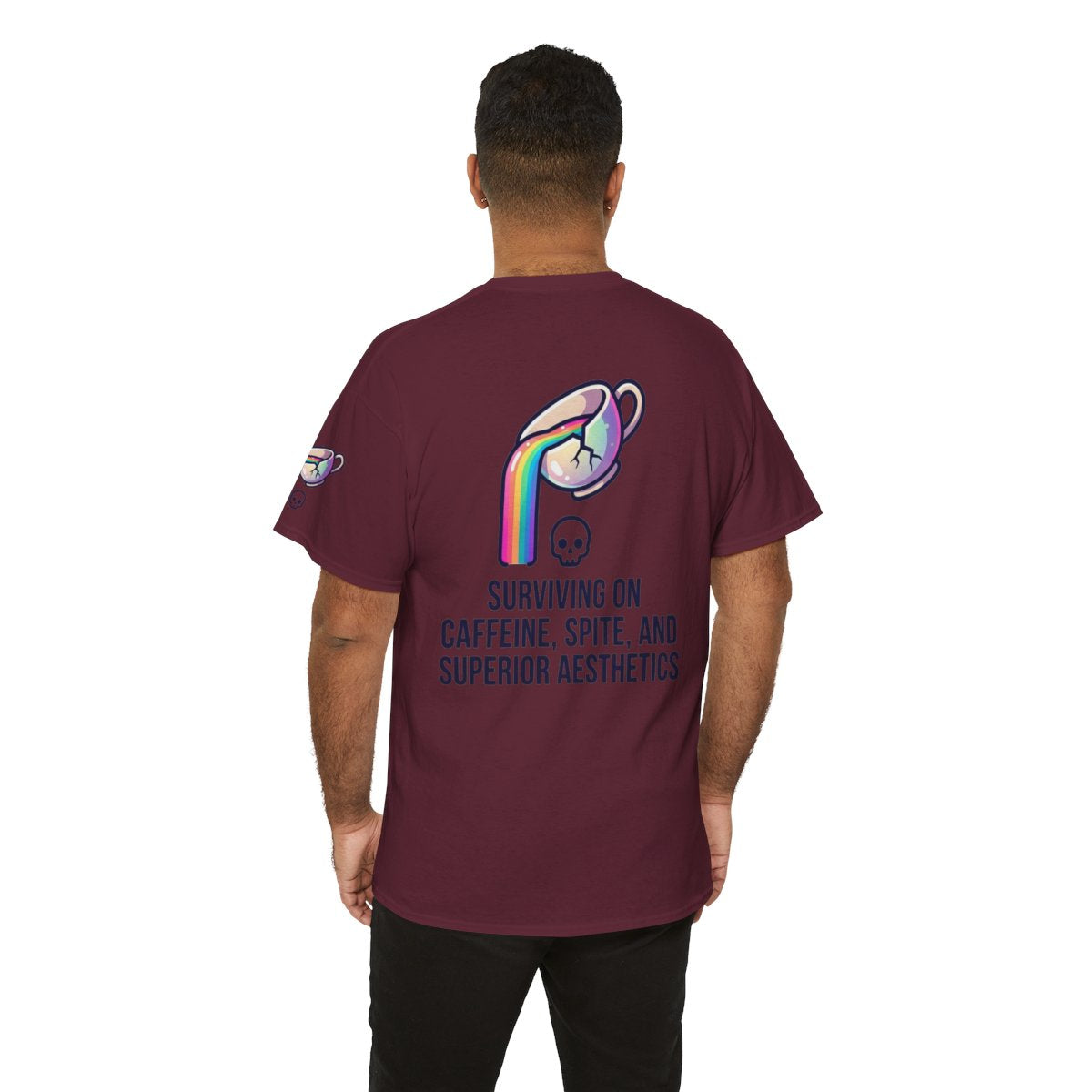 Color: Maroon | Surviving on Caffeine Spite and Superior Aesthetics Premium Graphic Tee