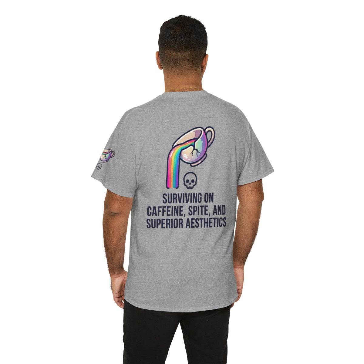 Color: Sport Grey | Surviving on Caffeine Spite and Superior Aesthetics Premium Graphic Tee