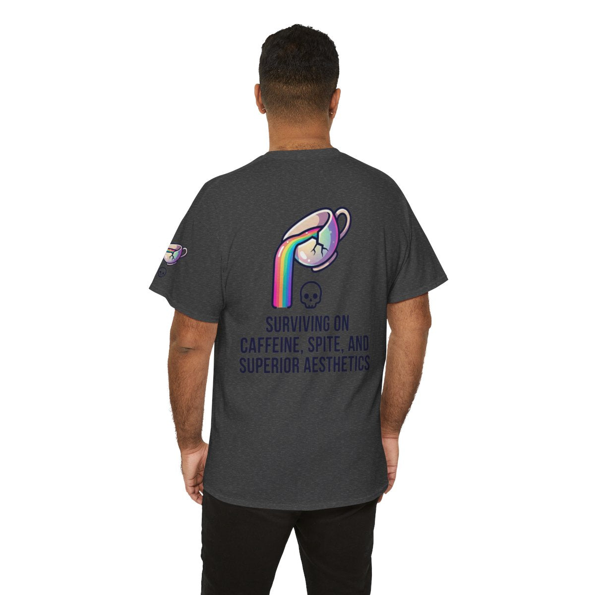 Color: Dark Heather | Surviving on Caffeine Spite and Superior Aesthetics Premium Graphic Tee