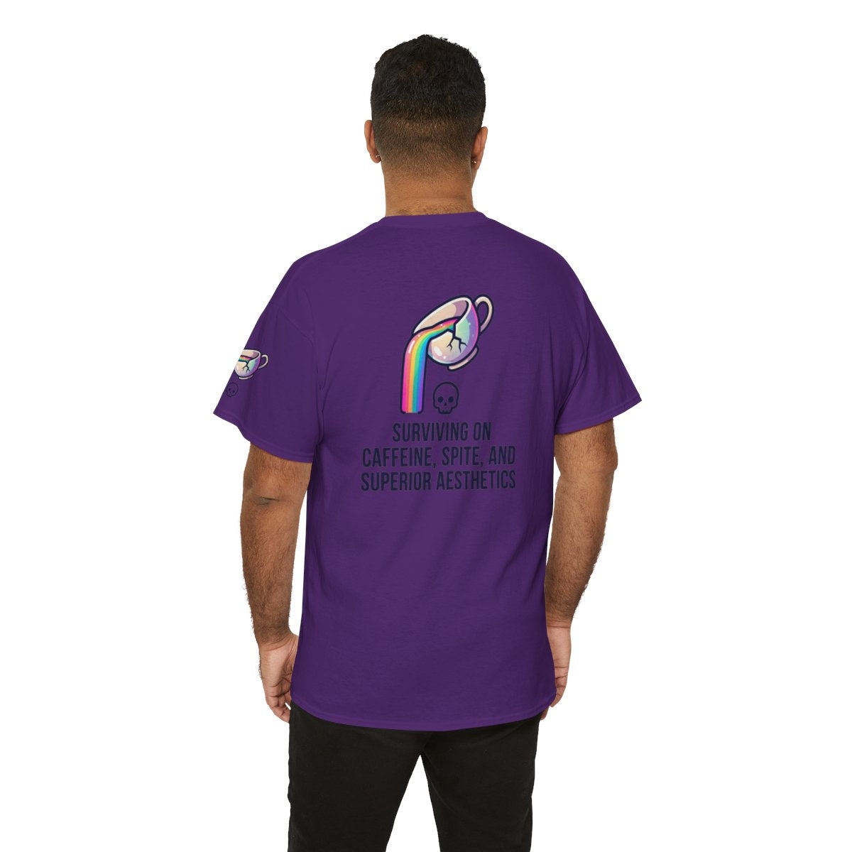 Color: Purple | Surviving on Caffeine Spite and Superior Aesthetics Premium Graphic Tee