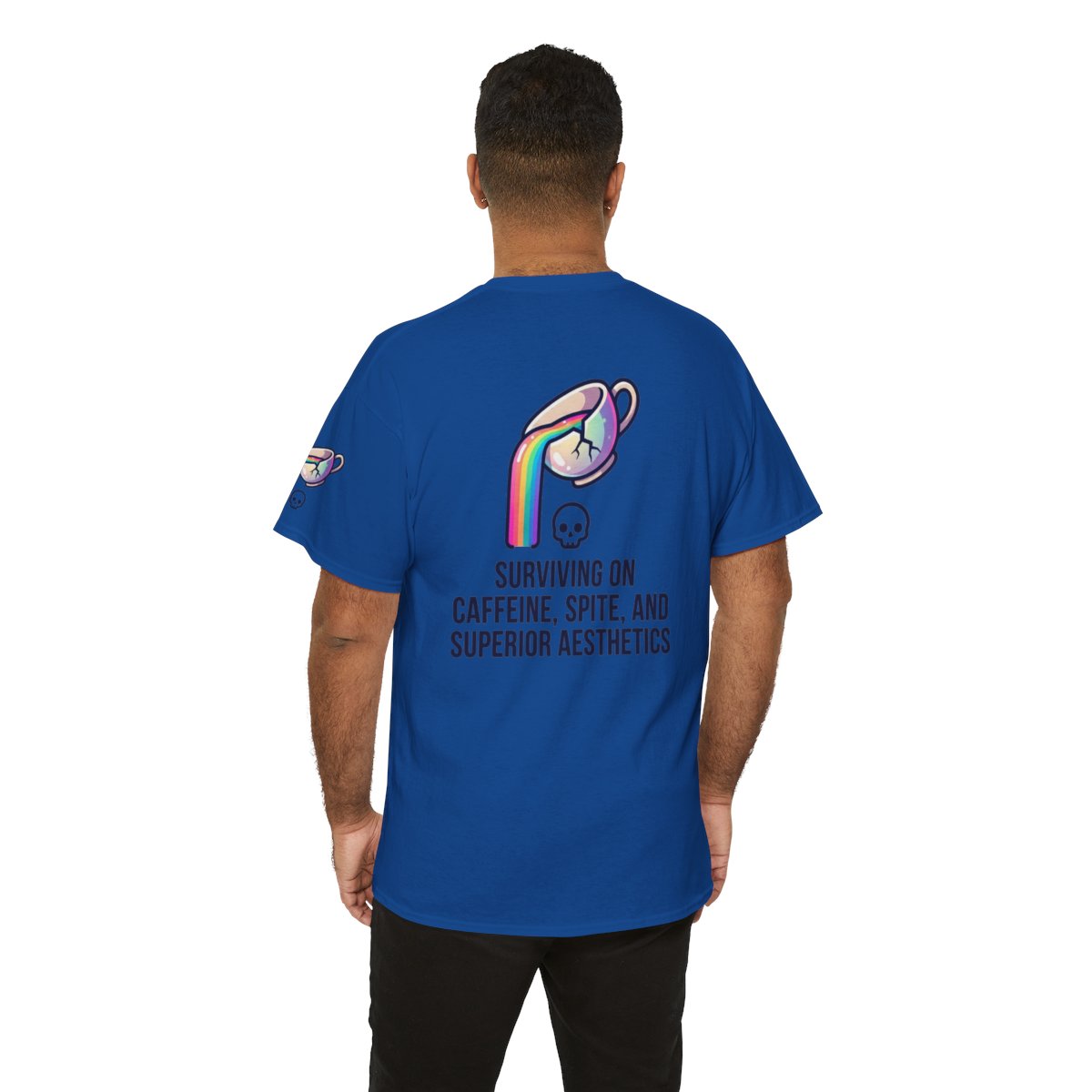 Color: Royal | Surviving on Caffeine Spite and Superior Aesthetics Premium Graphic Tee
