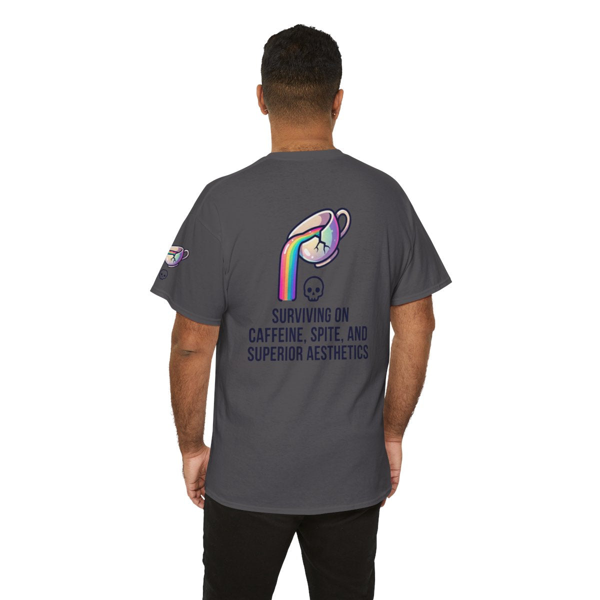 Color: Charcoal | Surviving on Caffeine Spite and Superior Aesthetics Premium Graphic Tee