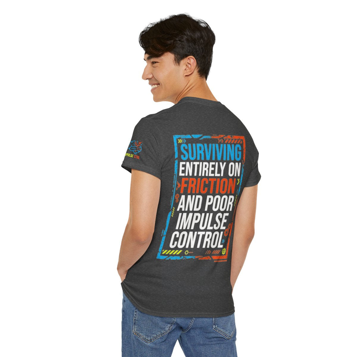 Color: Dark Heather | Surviving On Friction Premium Graphic Tee