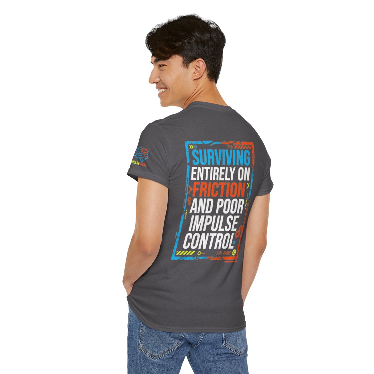 Color: Charcoal | Surviving On Friction Premium Graphic Tee