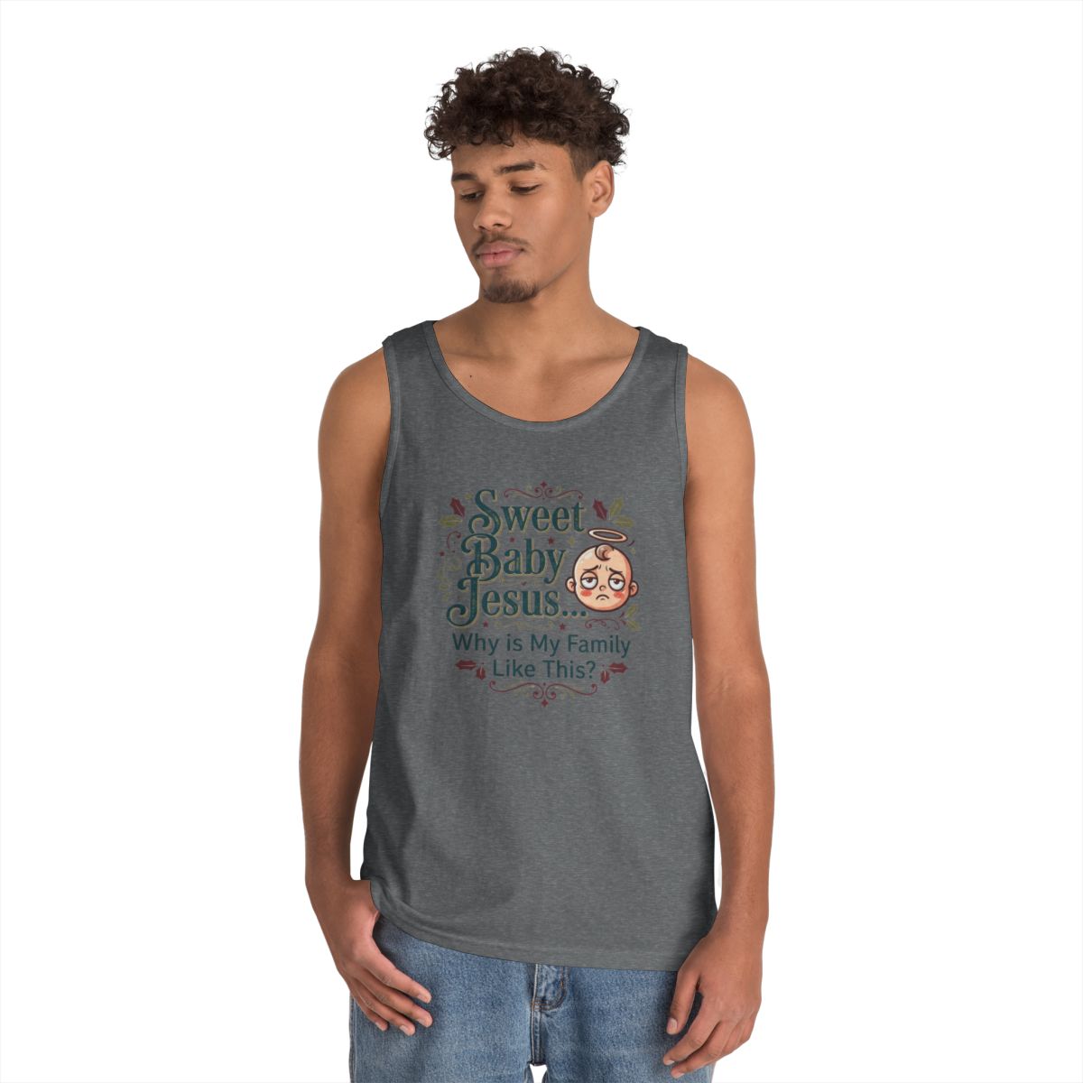 Color: Graphite Heather | Sweet Baby Jesus Tank Top