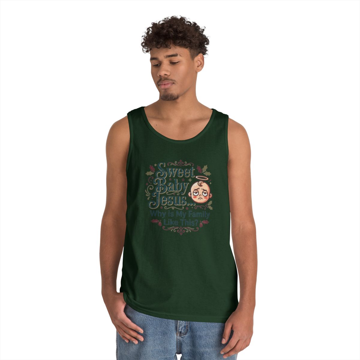 Color: Forest Green | Sweet Baby Jesus Tank Top