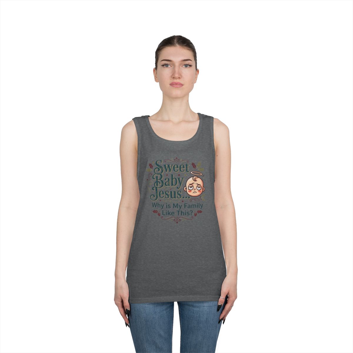 Color: Graphite Heather | Sweet Baby Jesus Tank Top