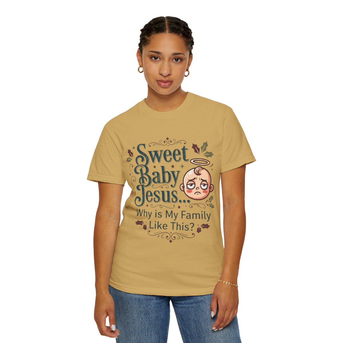 Color: Mustard | Sweet Baby Jesus Unisex Garment-Dyed Tee