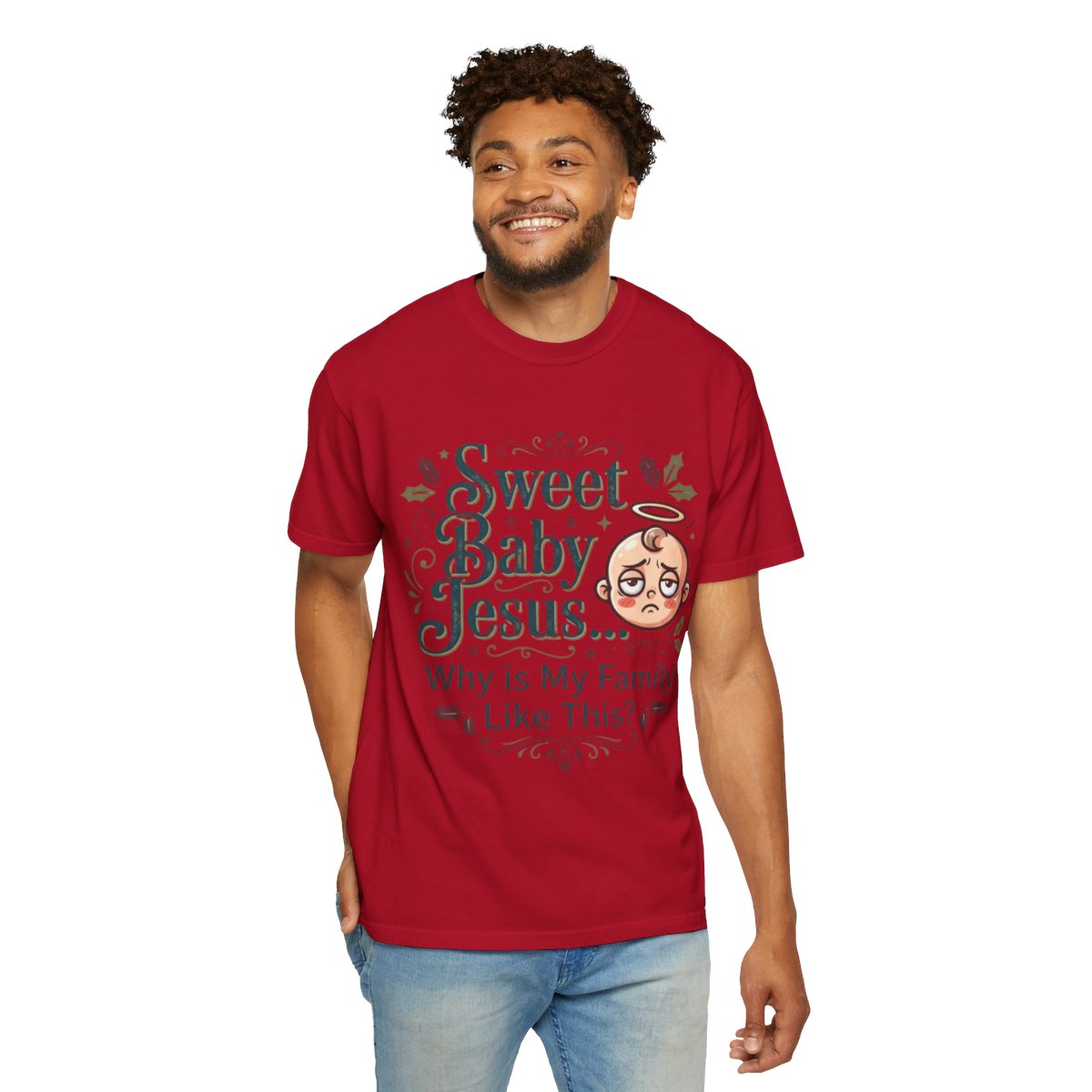 Color: Red | Sweet Baby Jesus Unisex Garment-Dyed Tee
