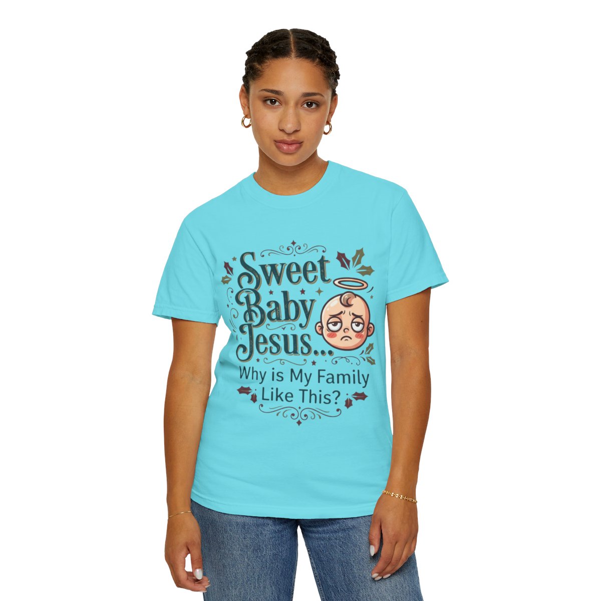 Color: Lagoon Blue | Sweet Baby Jesus Unisex Garment-Dyed Tee
