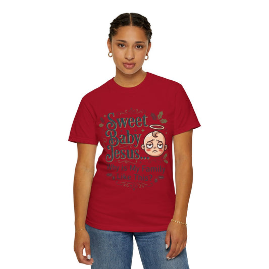 Color: Red | Sweet Baby Jesus Unisex Garment-Dyed Tee