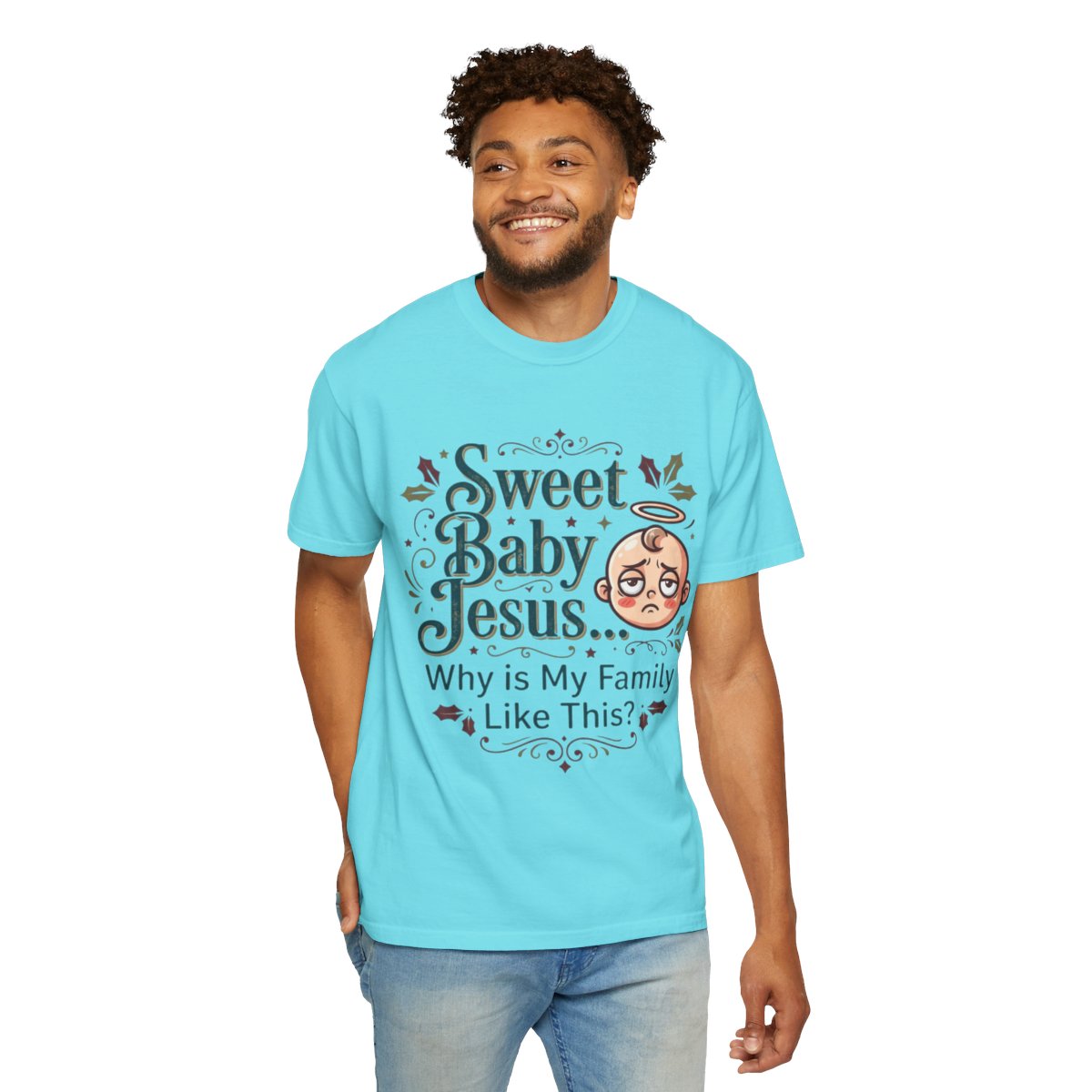 Color: Lagoon Blue | Sweet Baby Jesus Unisex Garment-Dyed Tee