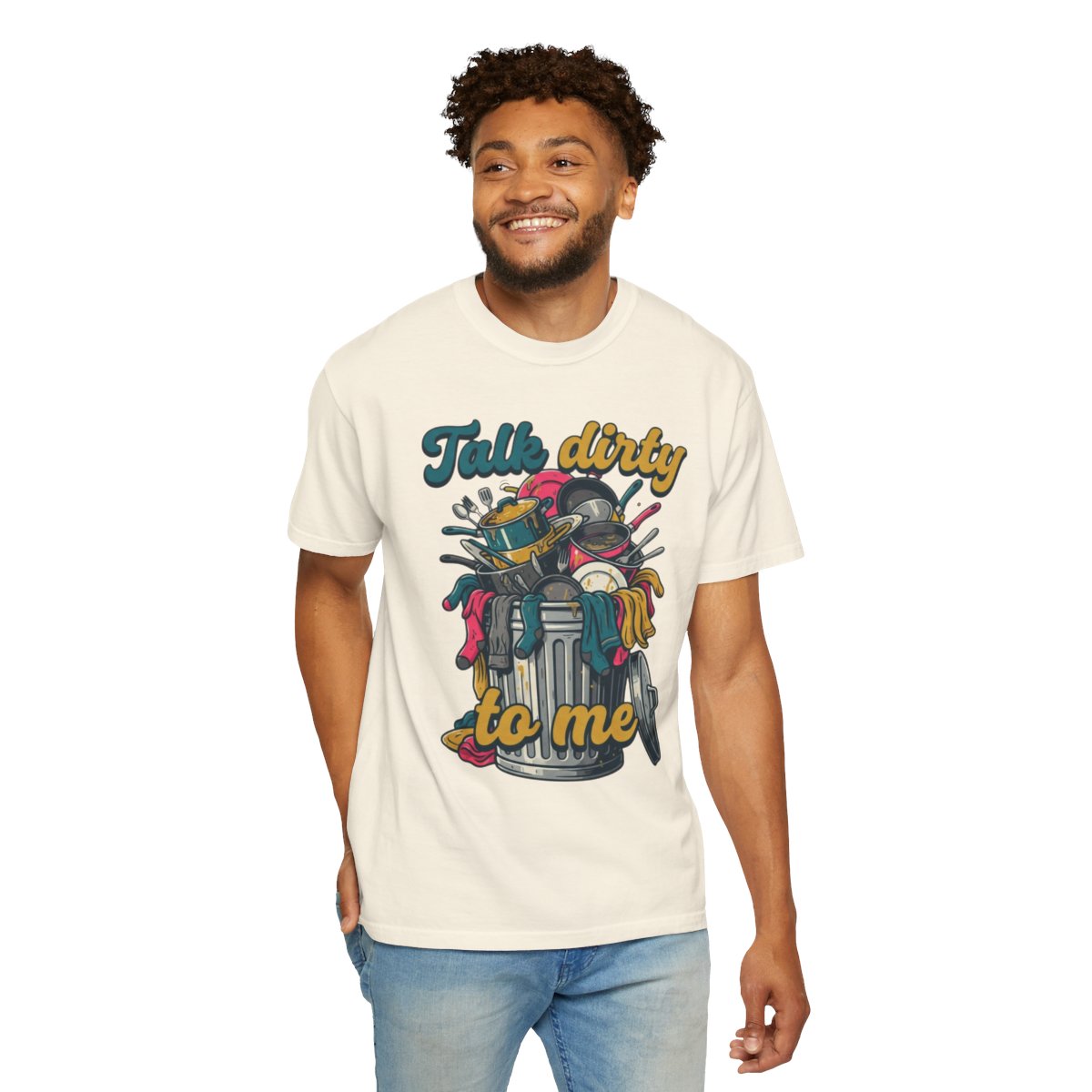 Color: Ivory | Talk Dirty to Me Unisex Garment-Dyed Tee