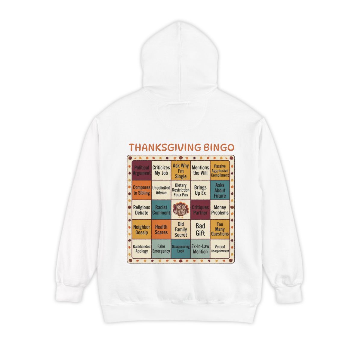 Color: White | Thankgiving Bingo Garment-Dyed Hoodie