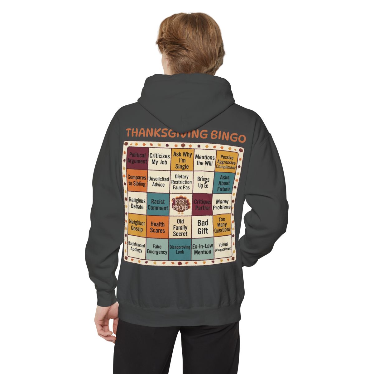 Color: Pepper | Thankgiving Bingo Garment-Dyed Hoodie