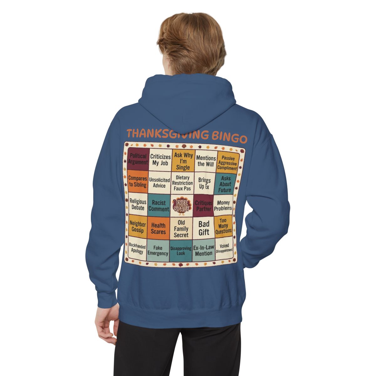 Color: True Navy | Thankgiving Bingo Garment-Dyed Hoodie