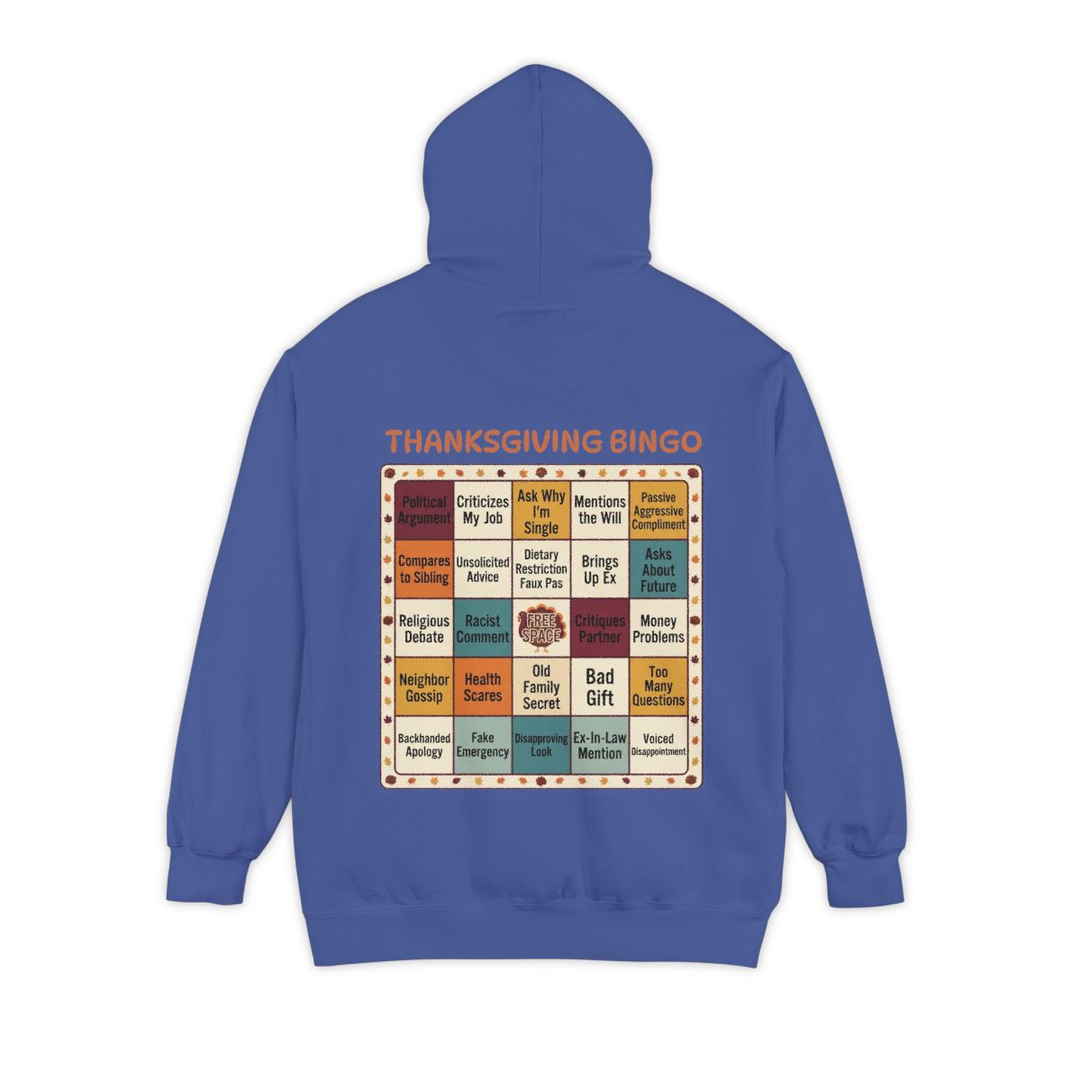 Color: Flo Blue | Thankgiving Bingo Garment-Dyed Hoodie