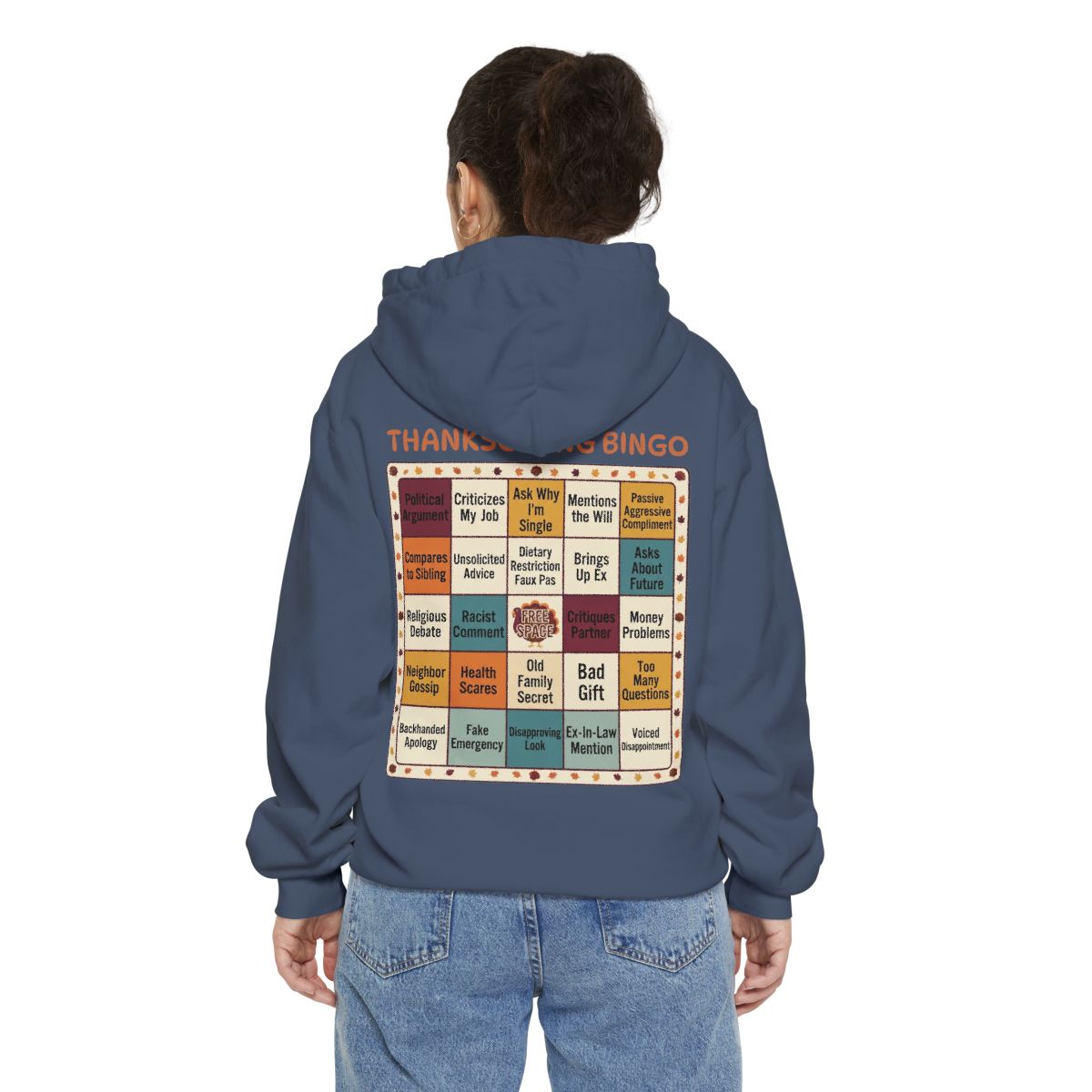 Color: Denim | Thankgiving Bingo Garment-Dyed Hoodie