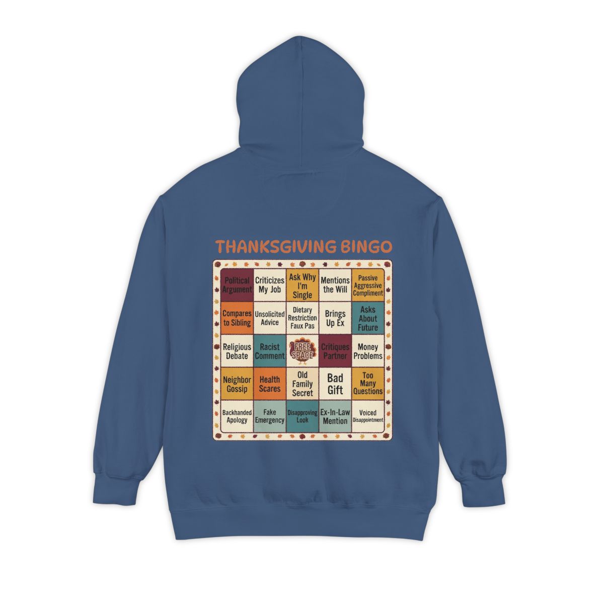 Color: True Navy | Thankgiving Bingo Garment-Dyed Hoodie