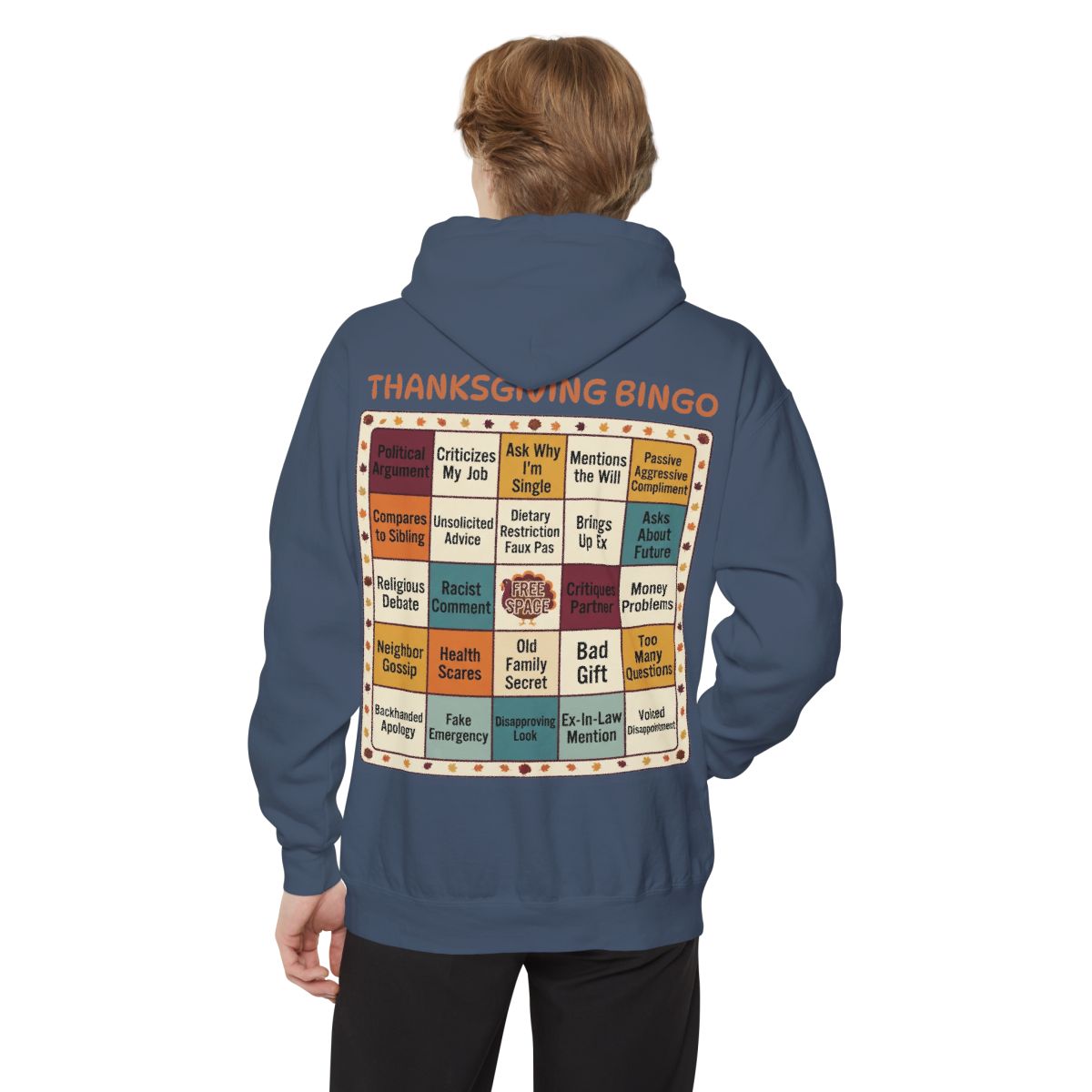 Color: Denim | Thankgiving Bingo Garment-Dyed Hoodie