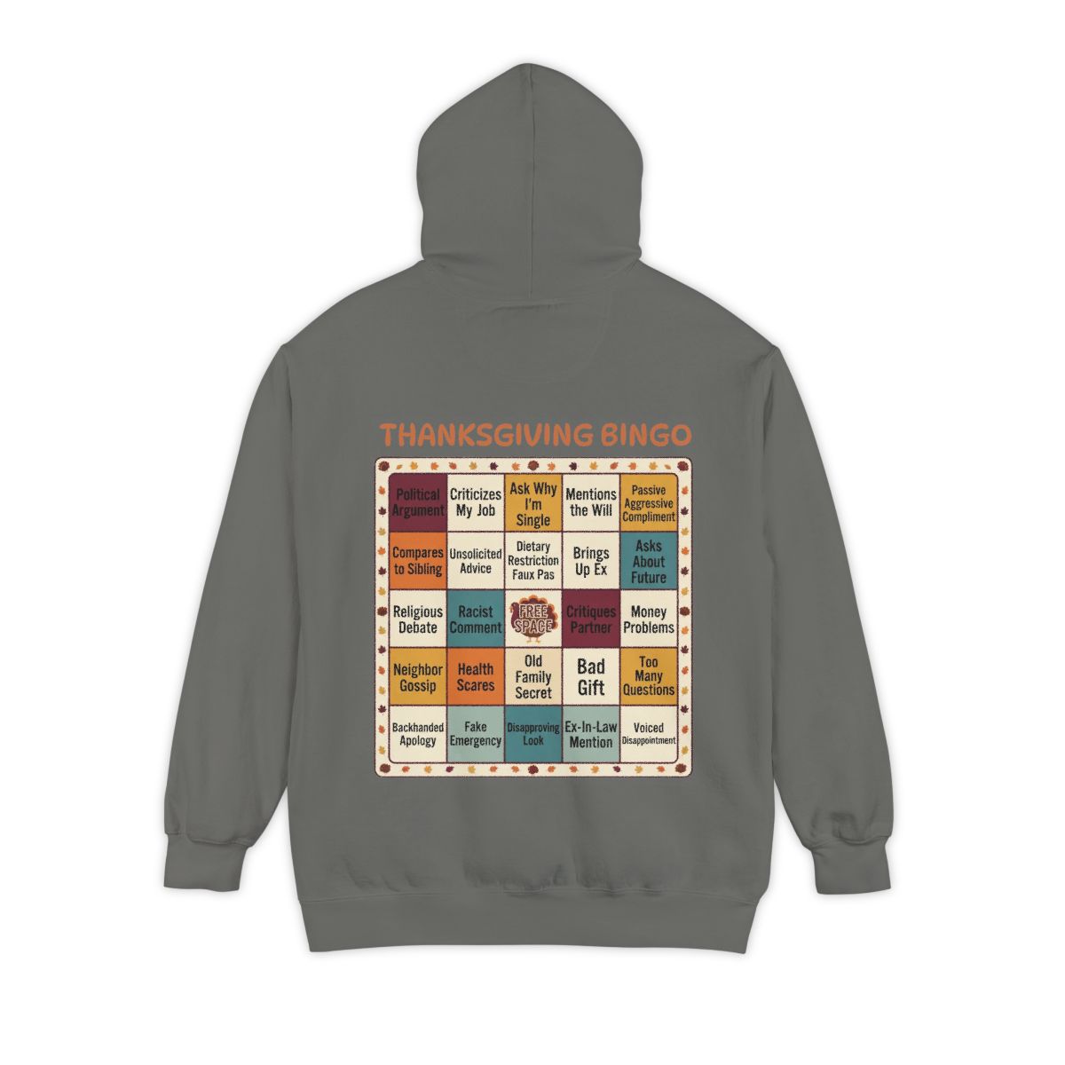 Color: Grey | Thankgiving Bingo Garment-Dyed Hoodie