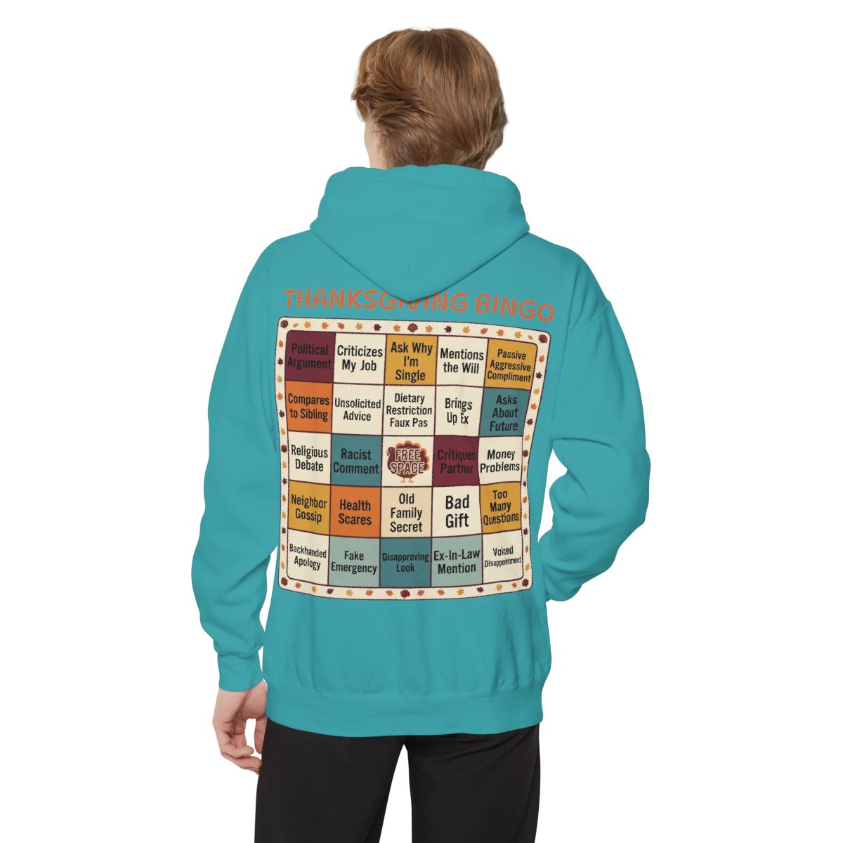 Color: Seafoam | Thankgiving Bingo Garment-Dyed Hoodie
