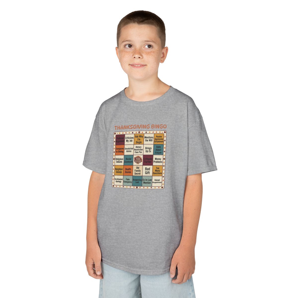 Color: Sport Grey | Thankgiving Bingo Kids Tee