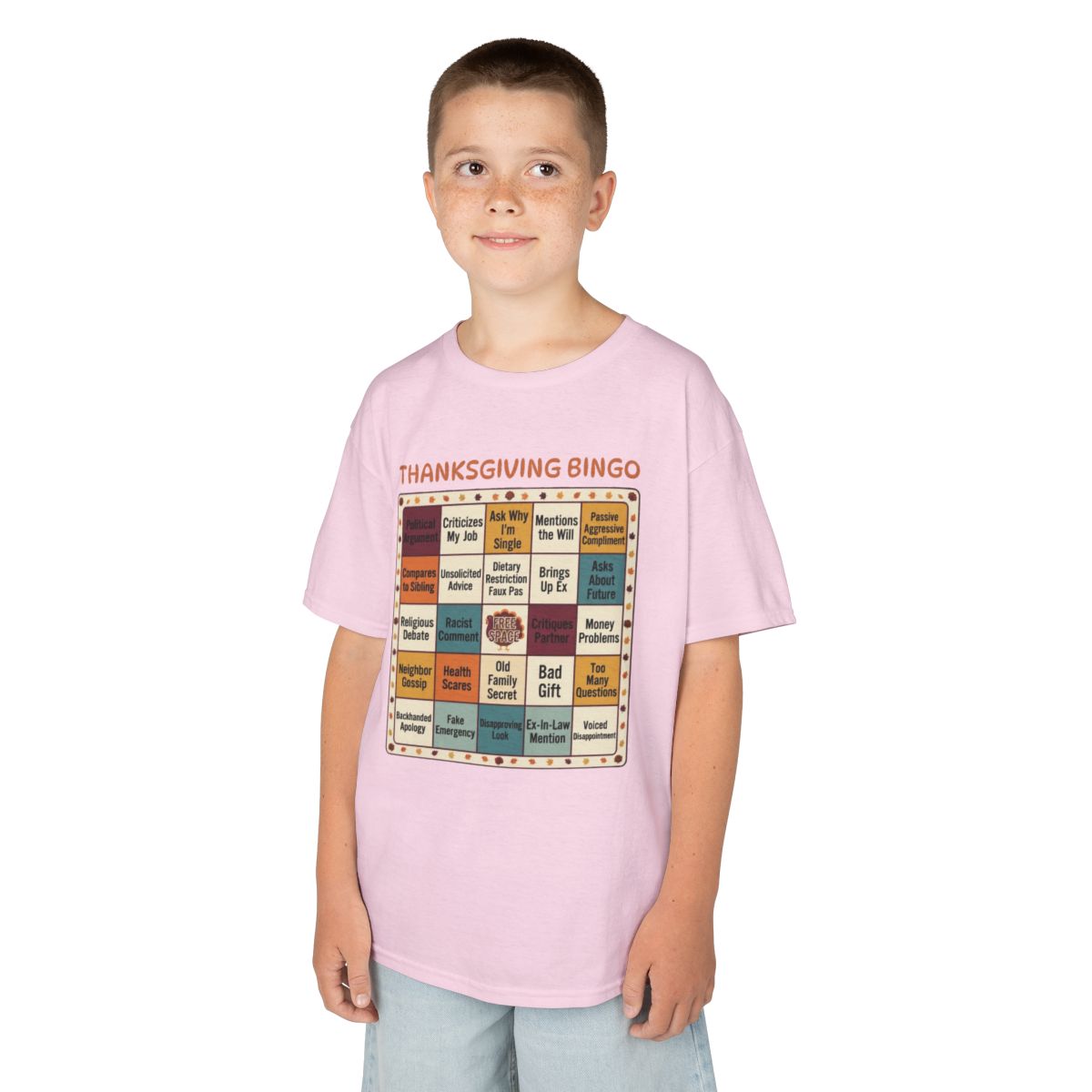 Color: Light Pink | Thankgiving Bingo Kids Tee