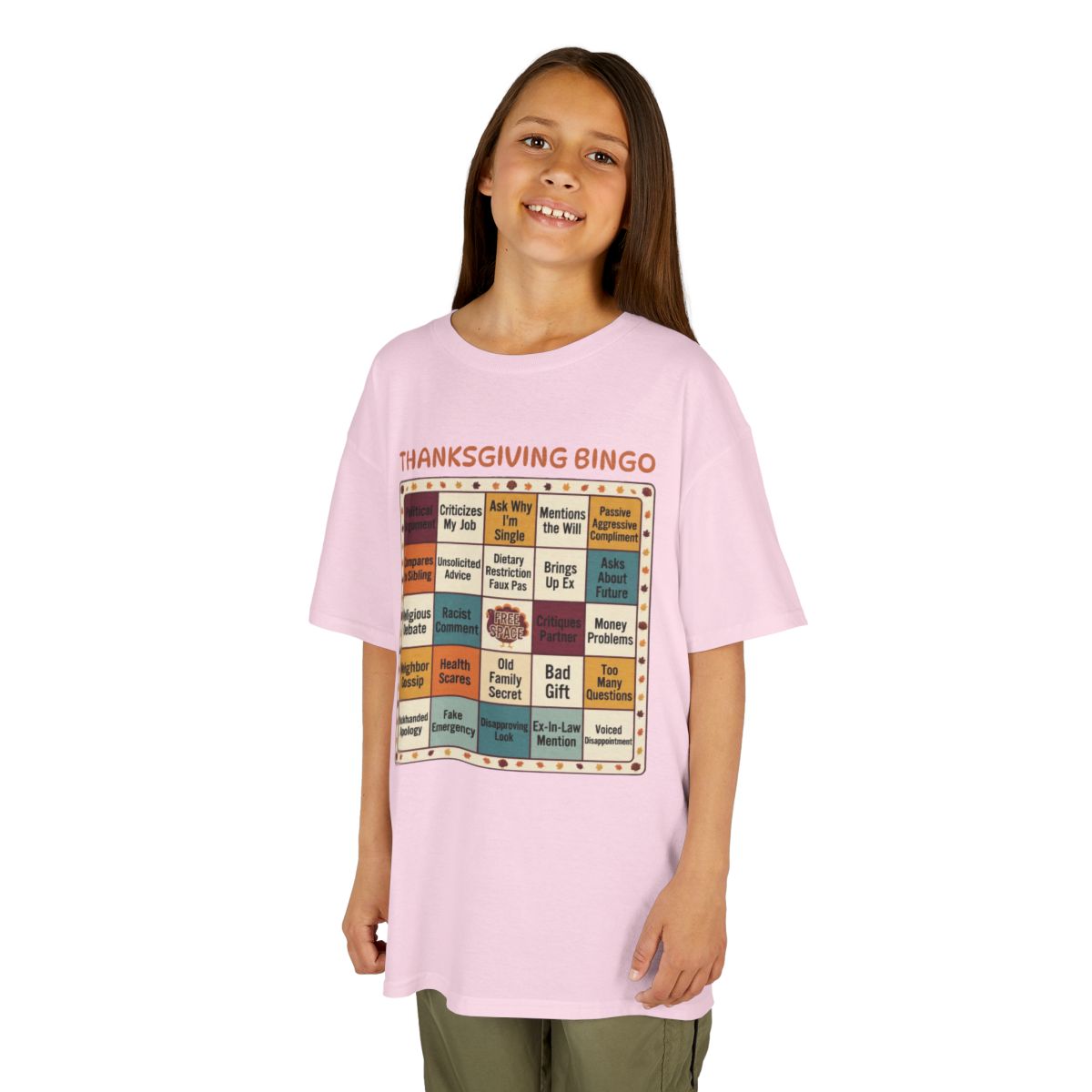 Color: Light Pink | Thankgiving Bingo Kids Tee