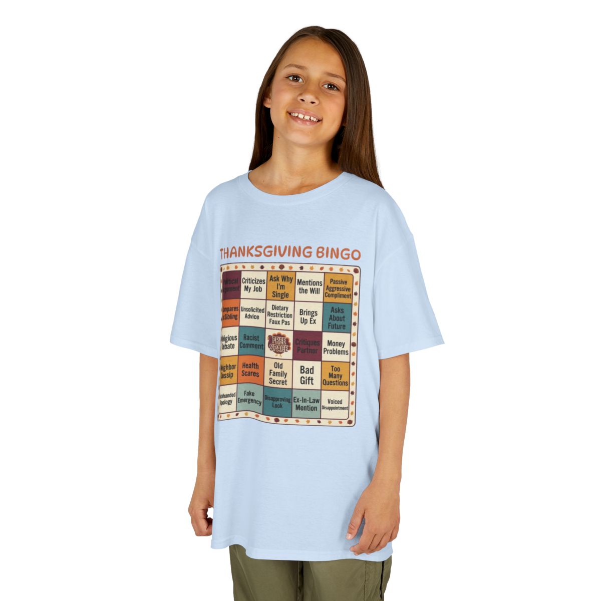 Color: Light Blue | Thankgiving Bingo Kids Tee