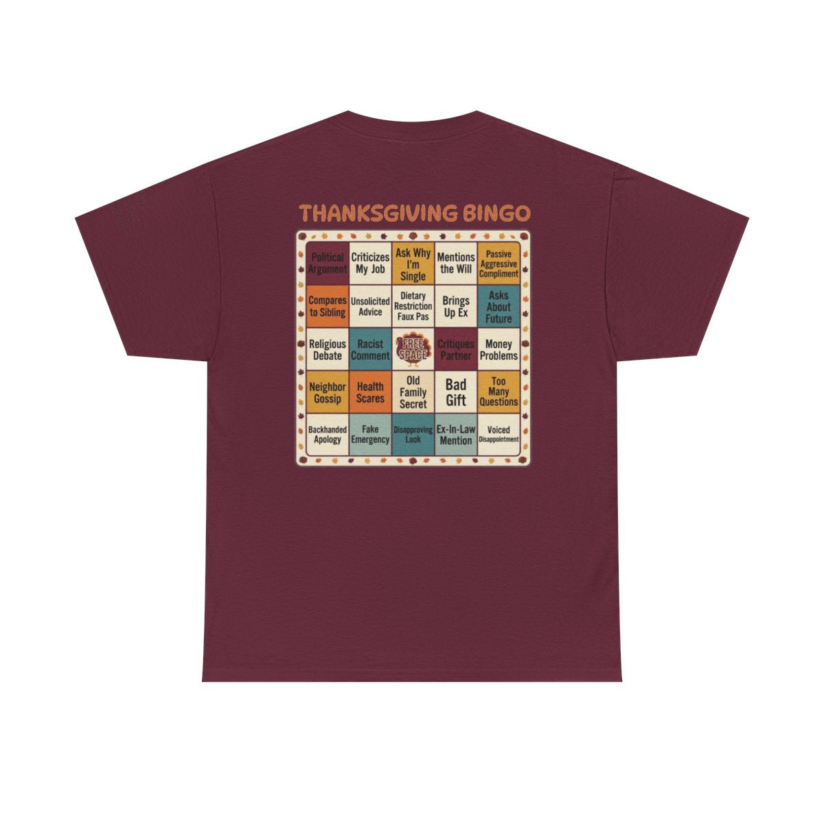 Color: Maroon | Thankgiving Bingo Premium Graphic Tee