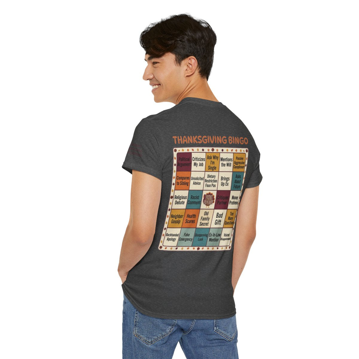 Color: Dark Heather | Thankgiving Bingo Premium Graphic Tee