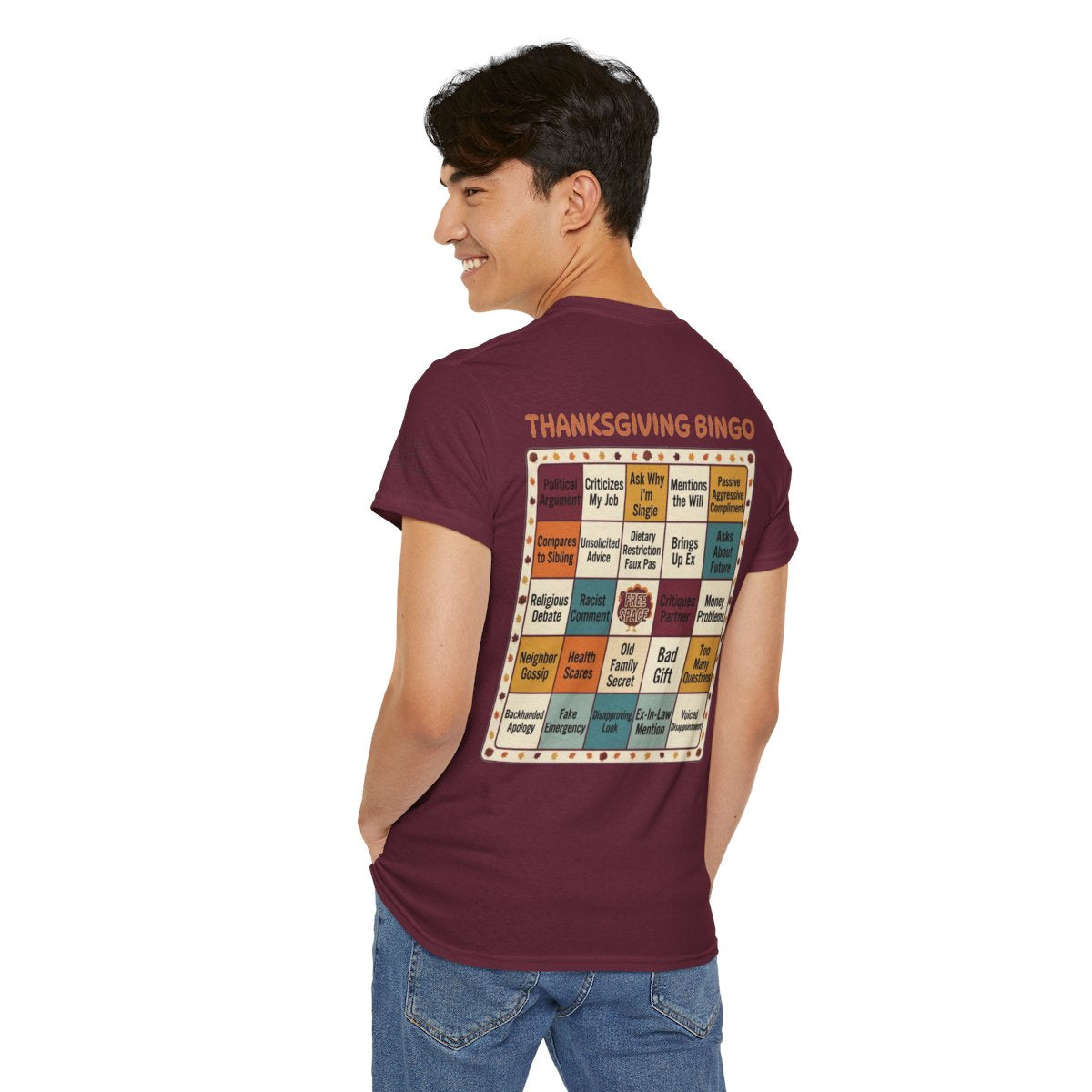 Color: Maroon | Thankgiving Bingo Premium Graphic Tee