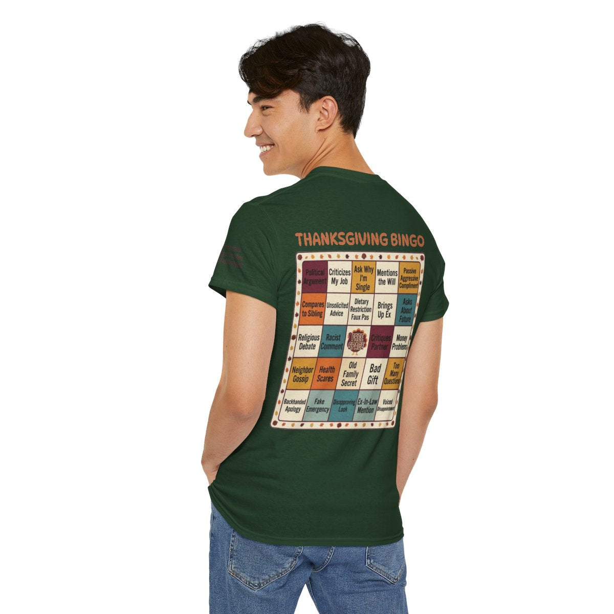 Color: Forest Green | Thankgiving Bingo Premium Graphic Tee