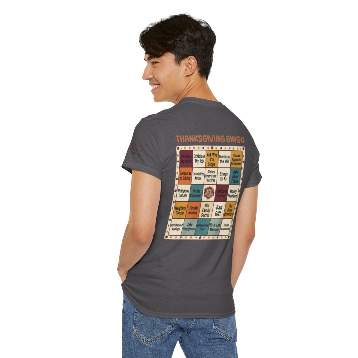 Color: Charcoal | Thankgiving Bingo Premium Graphic Tee