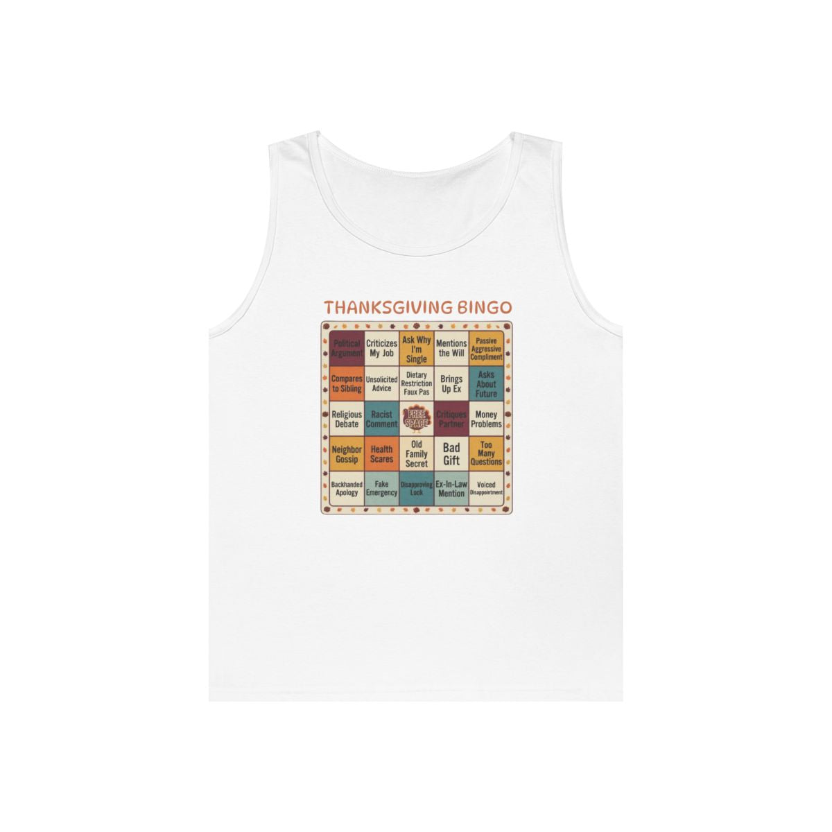 Color: White | Thankgiving Bingo Tank Top