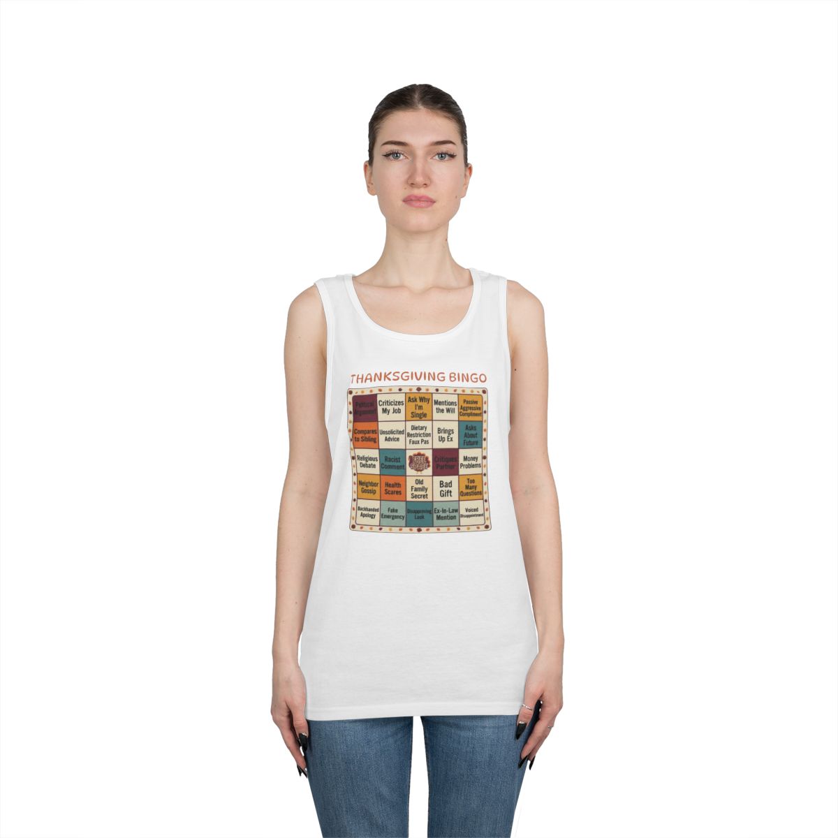 Color: White | Thankgiving Bingo Tank Top