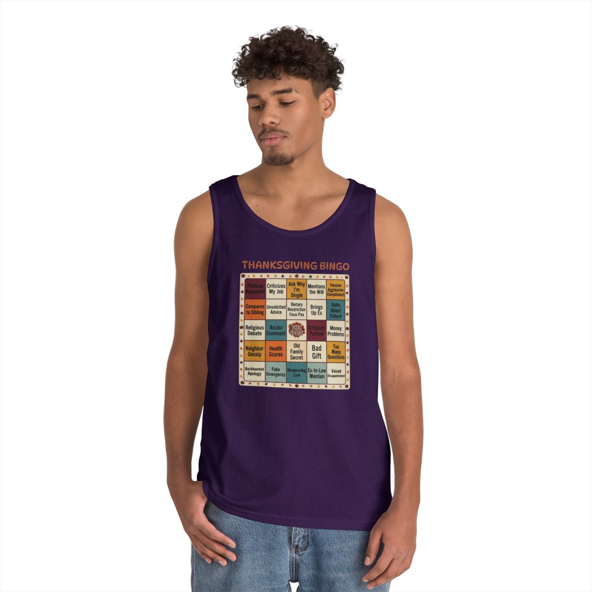 Color: Purple | Thankgiving Bingo Tank Top