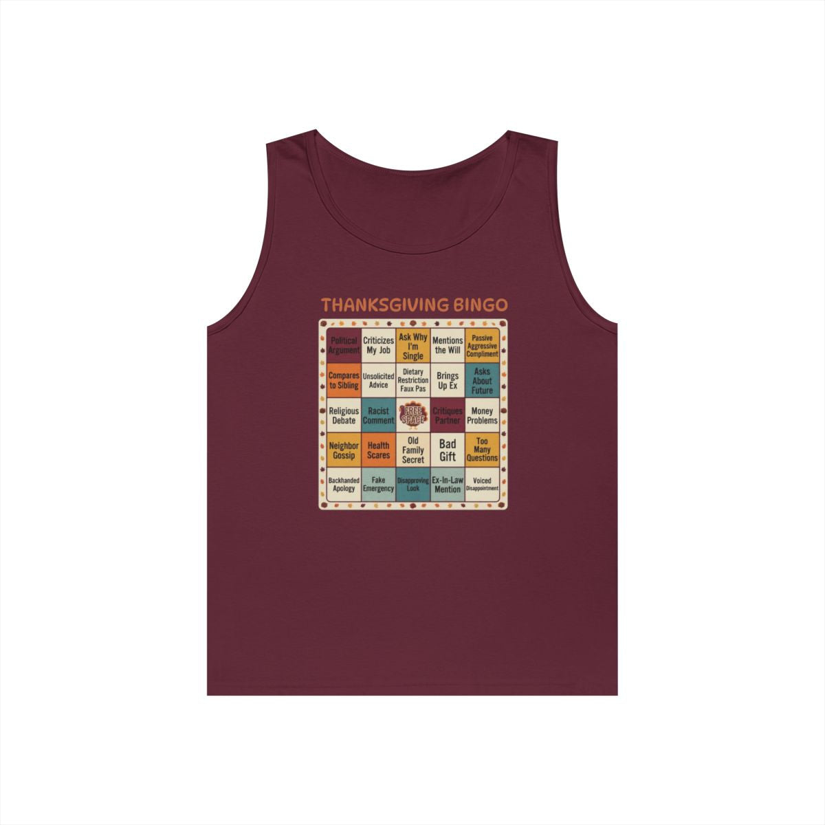 Color: Maroon | Thankgiving Bingo Tank Top