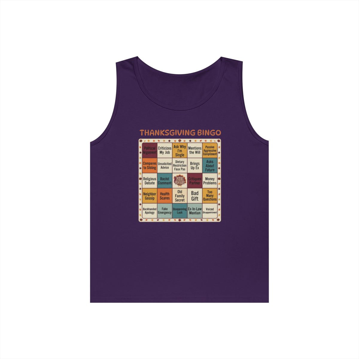 Color: Purple | Thankgiving Bingo Tank Top