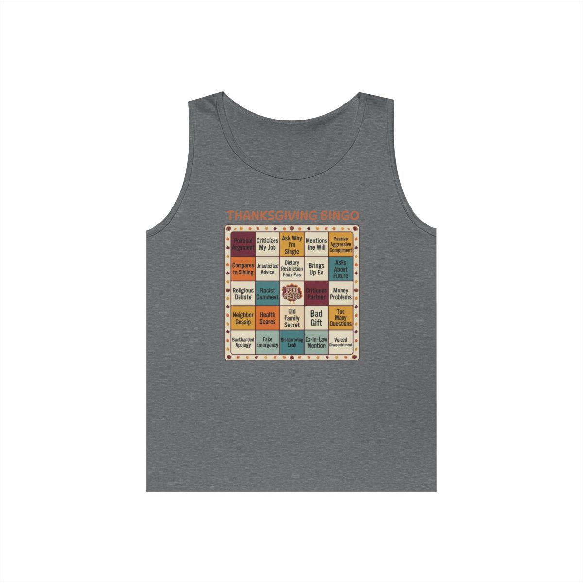 Color: Graphite Heather | Thankgiving Bingo Tank Top