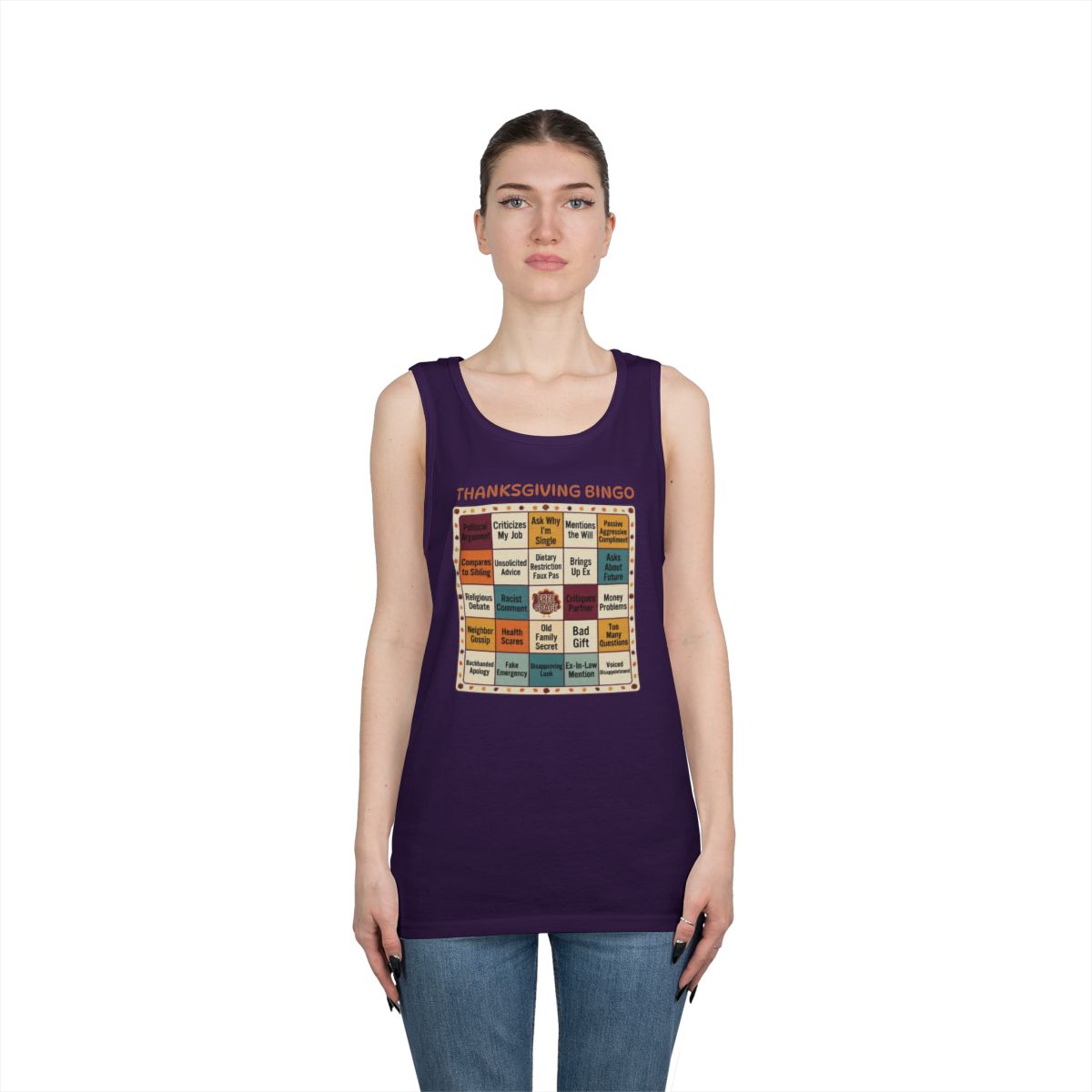 Color: Purple | Thankgiving Bingo Tank Top