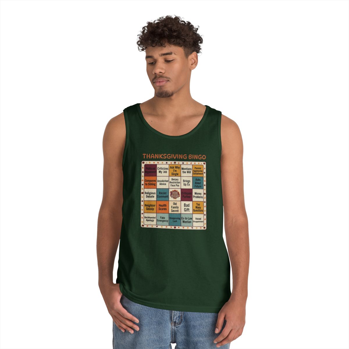 Color: Forest Green | Thankgiving Bingo Tank Top
