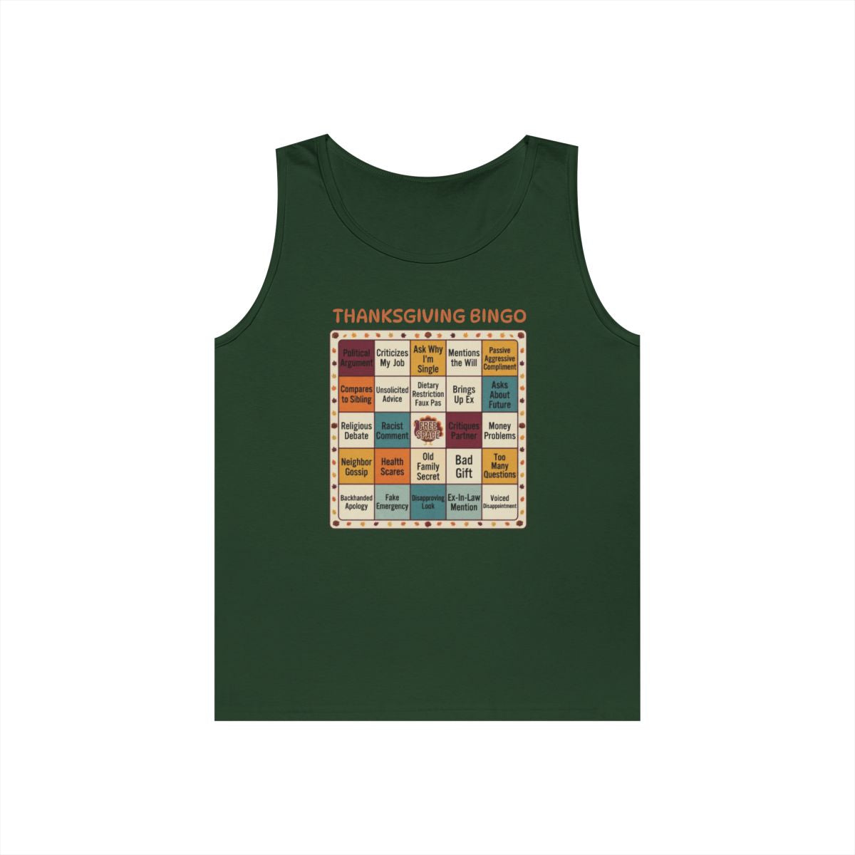 Color: Forest Green | Thankgiving Bingo Tank Top
